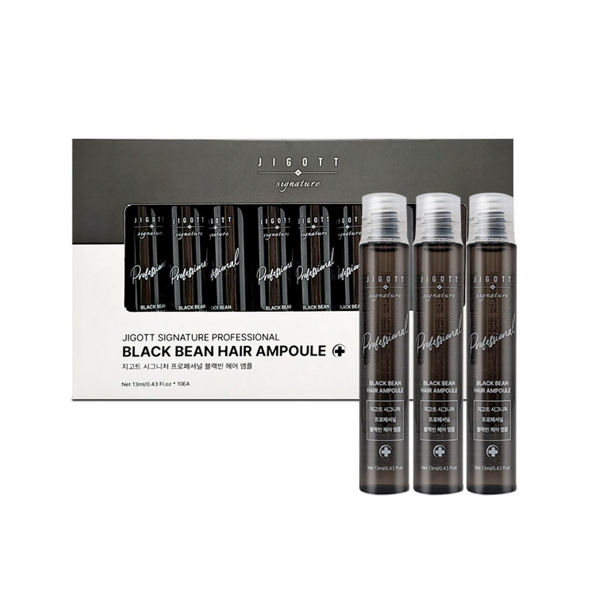 Jigott Ампульный филлер для волос с экстрактом черной фасоли / Signature Professional Black Bean Hair Ampoule, 10 шт. x 13 мл