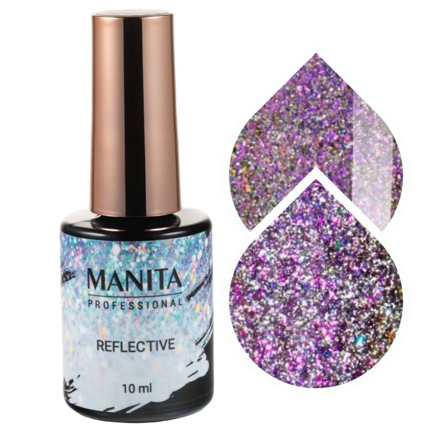 Manita Professional Гель-лак для ногтей светоотражающий с хлопьями юки / Multichrome Reflective №08, 10 мл