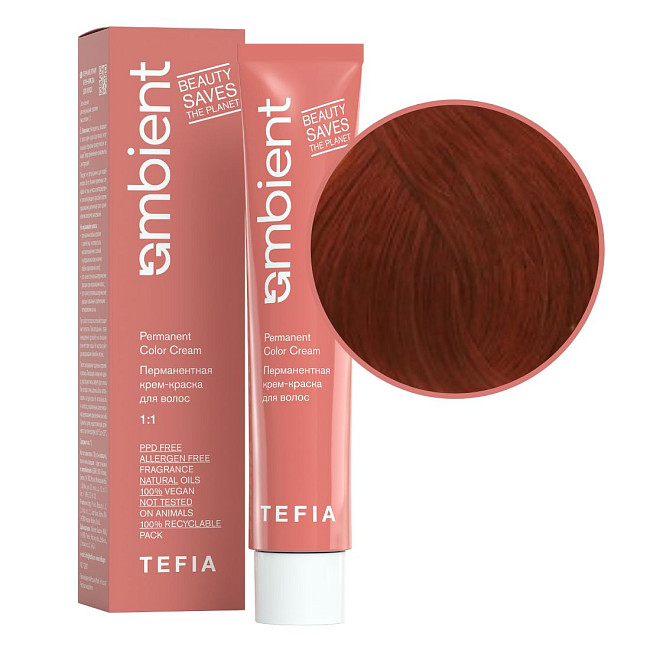 TEFIA  Ambient 7.4 Перманентная крем-краска для волос / Блондин медный, 60 мл