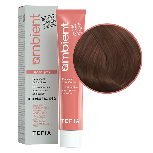 TEFIA  Ambient 8.880 Перманентная крем-краска для волос / Светлый блондин интенсивный коричневый для седых волос, 60 мл