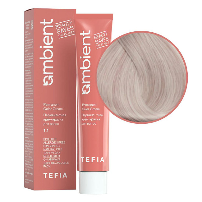 TEFIA  Ambient 10.7 Перманентная крем-краска для волос / Экстра светлый блондин фиолетовый, 60 мл