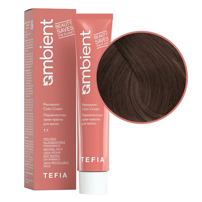 TEFIA  Ambient 7.00 Перманентная крем-краска для волос / Блондин интенсивный натуральный, 60 мл