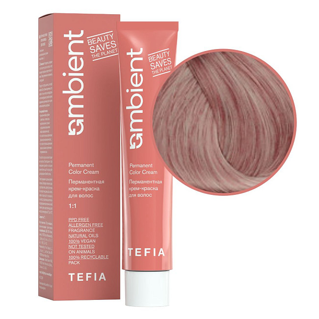 TEFIA  Ambient 9.15 Перманентная крем-краска для волос / Очень светлый блондин пепельно-красный, 60 мл