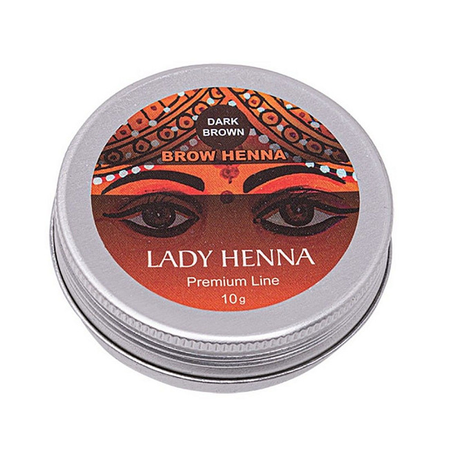 Lady Henna Краска для бровей на основе хны / Premium Line, тёмно-коричневая, 10 г