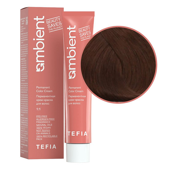 TEFIA  Ambient 6.43 Перманентная крем-краска для волос / Темный блондин медно-золотистый, 60 мл