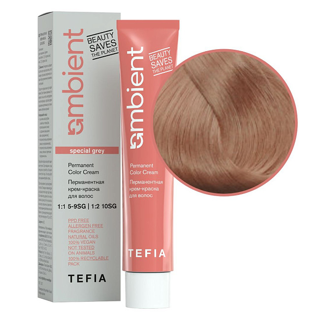 TEFIA  Ambient 10.360 Перманентная крем-краска для волос / Экстра светлый блондин золотисто-махагоновый для седых волос, 60 мл